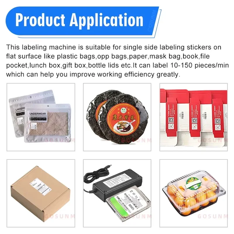 Gosunm High Precision Flat Surface Labeling Machine for Box Carton Bag   Label Appli or ±1mm Accuracy