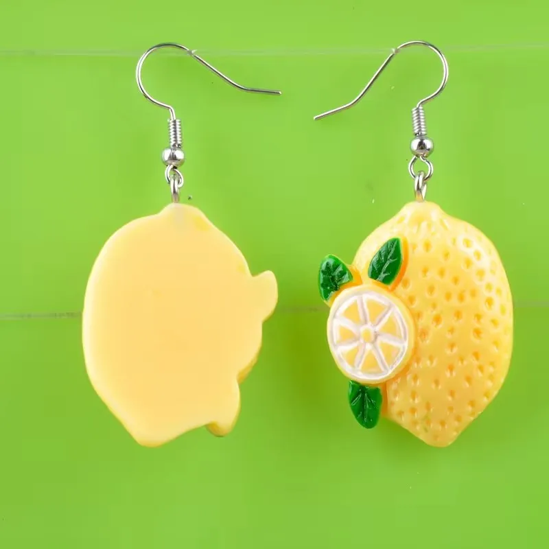 2024 Diy Creative Design Cute Simulation Resin Lemon Hanging Earrings For Girls' Summer Party And Festival Crazy Gifts