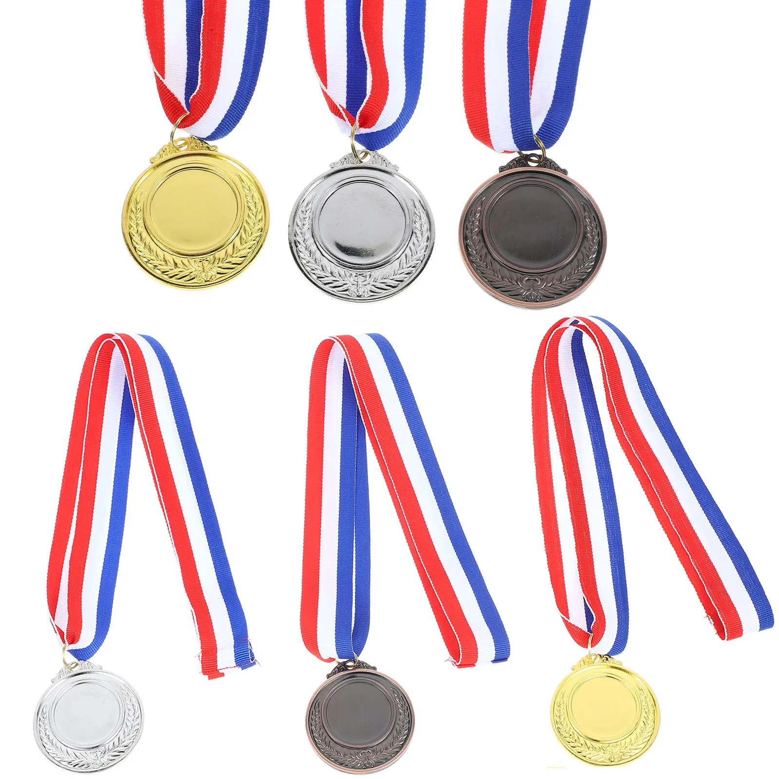 

6pcs Metal Alloy Awards Kids Award Sports Winner Award Medals Medals Golden Silver Bronze Hanging Sports Party Prop Team