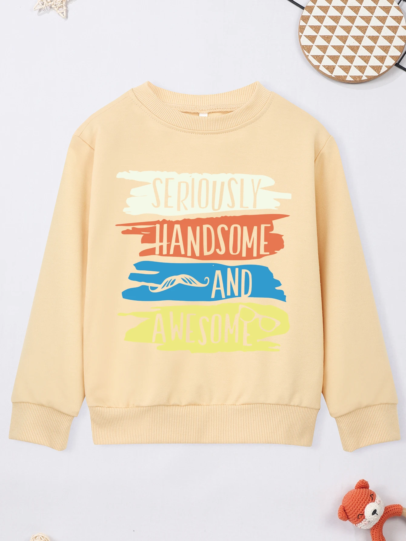 Trendy Beard And Glasses SERIOUSLY HANDSOME AND AWESOME Print Kid Sweatshirt Baby Boy Girl Sweater