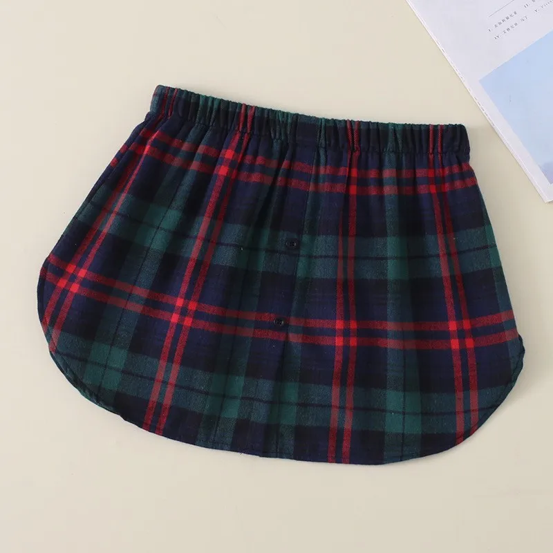 

Winter Sweatirt Inner Wear Plaid f Skirt Fake Hem Layering Clothing A-Line Skirt Busin Home Cotton mid Waist