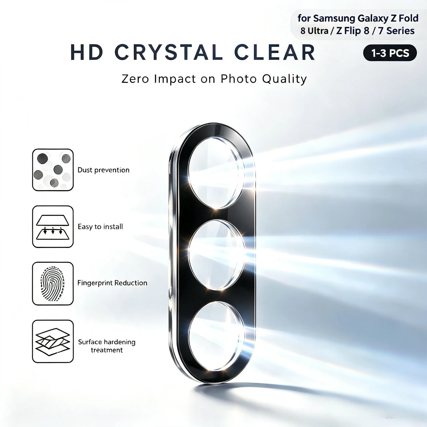 1-3 Stück 9H+ Härtegrad Gehärtetes Glas Kameraschutz für Samsung Galaxy Z Fold 8 Ultra/8 Flip 8 AR+AF Vollflächige Objektivfolie