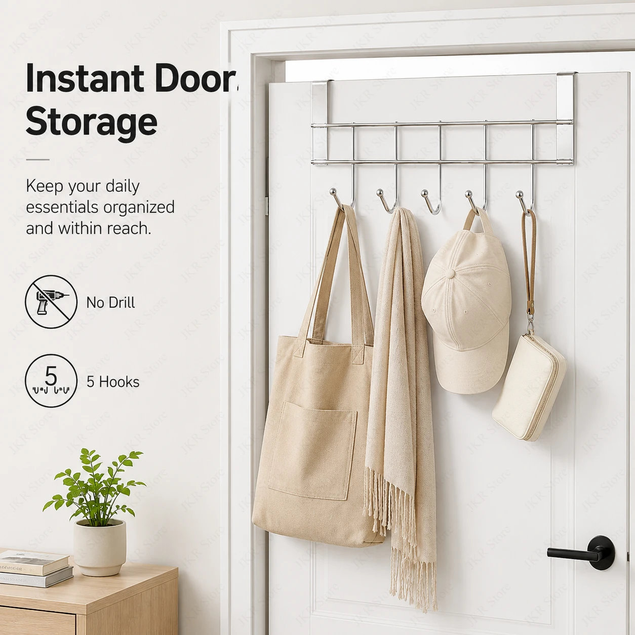 Stainless Steel Over Door Hook Small Cabinet Door Hanger for Clothes Towels Bags Kitchen Bathroom Bedroom Storage Organization view 2