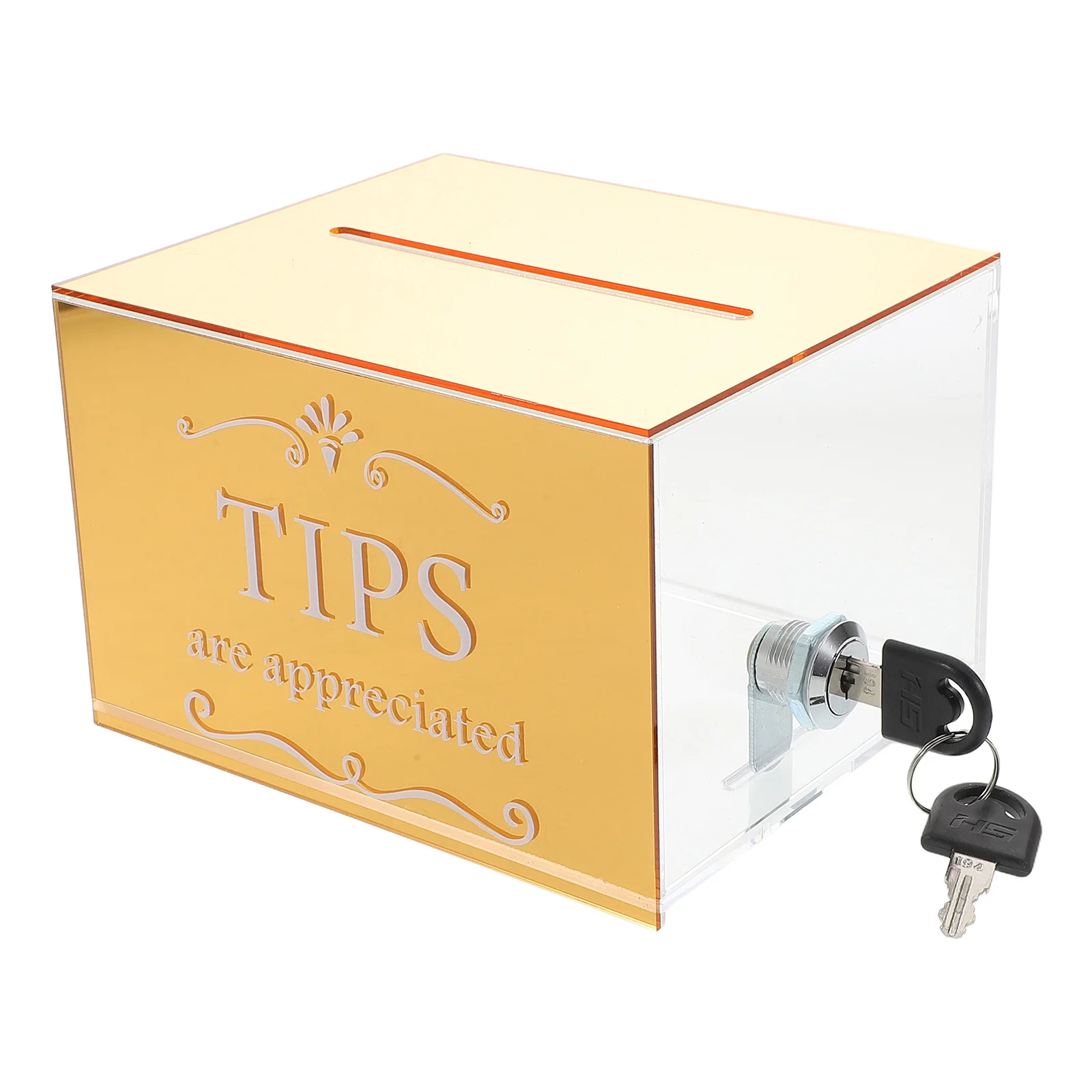 

Acrylic Tip Collection Box Lock Transparent Money Storage Suggestion Donation Raffle Cash Box for Bars Restaurants