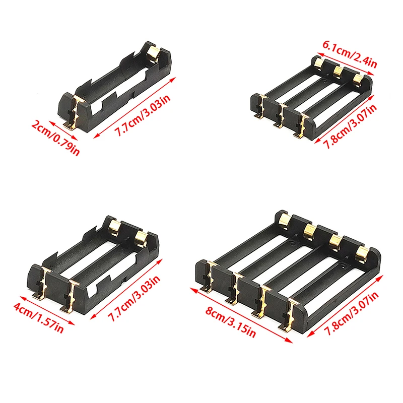 1/2/3/4 Sessions 3.7V 18650 Chip Gold Plated Battery Organizer With Copper Pin Rechargeable And Reusable Eco Friendly