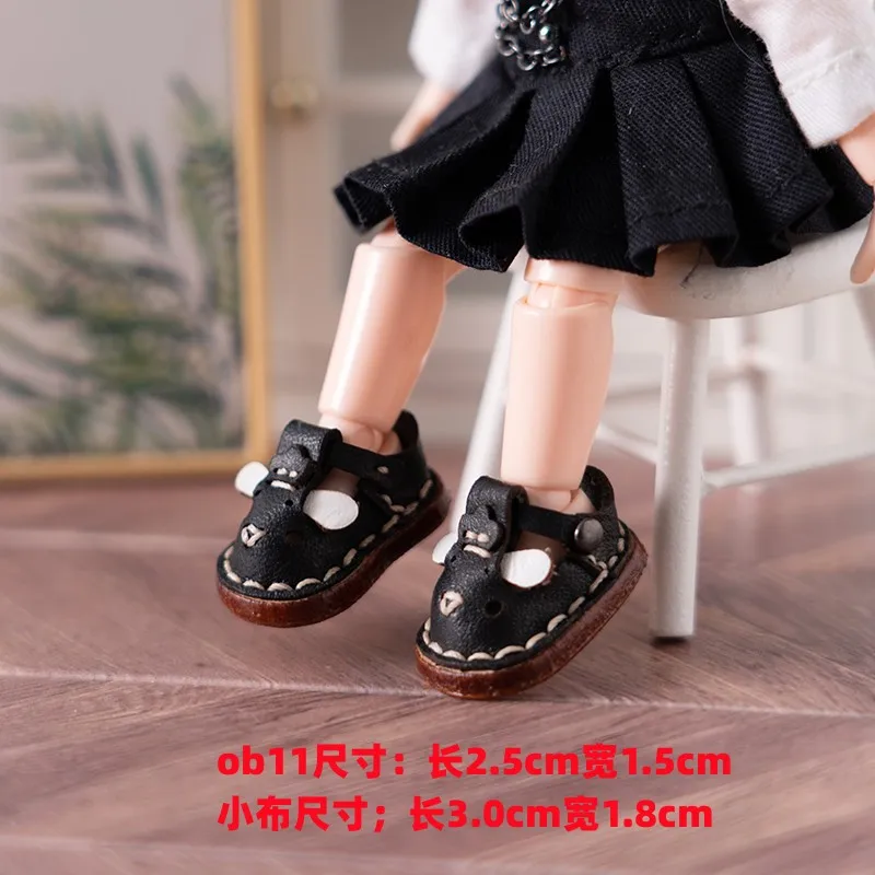 ใหม่ Handmade Cowhide รองเท้าตุ๊กตาน่ารัก OB11รองเท้าหนัง1/12ตุ๊กตา BJD รองเท้า Obitsu11, GSC, Body9, OB11รองเท้าตุ๊กตา