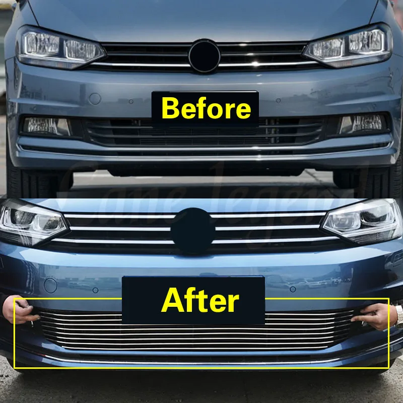 For Volkswagen VW Touran 2016-2021 Body kit High-quality stainless steel Front Lower Grill Grille Cover Trims Refit racing grill