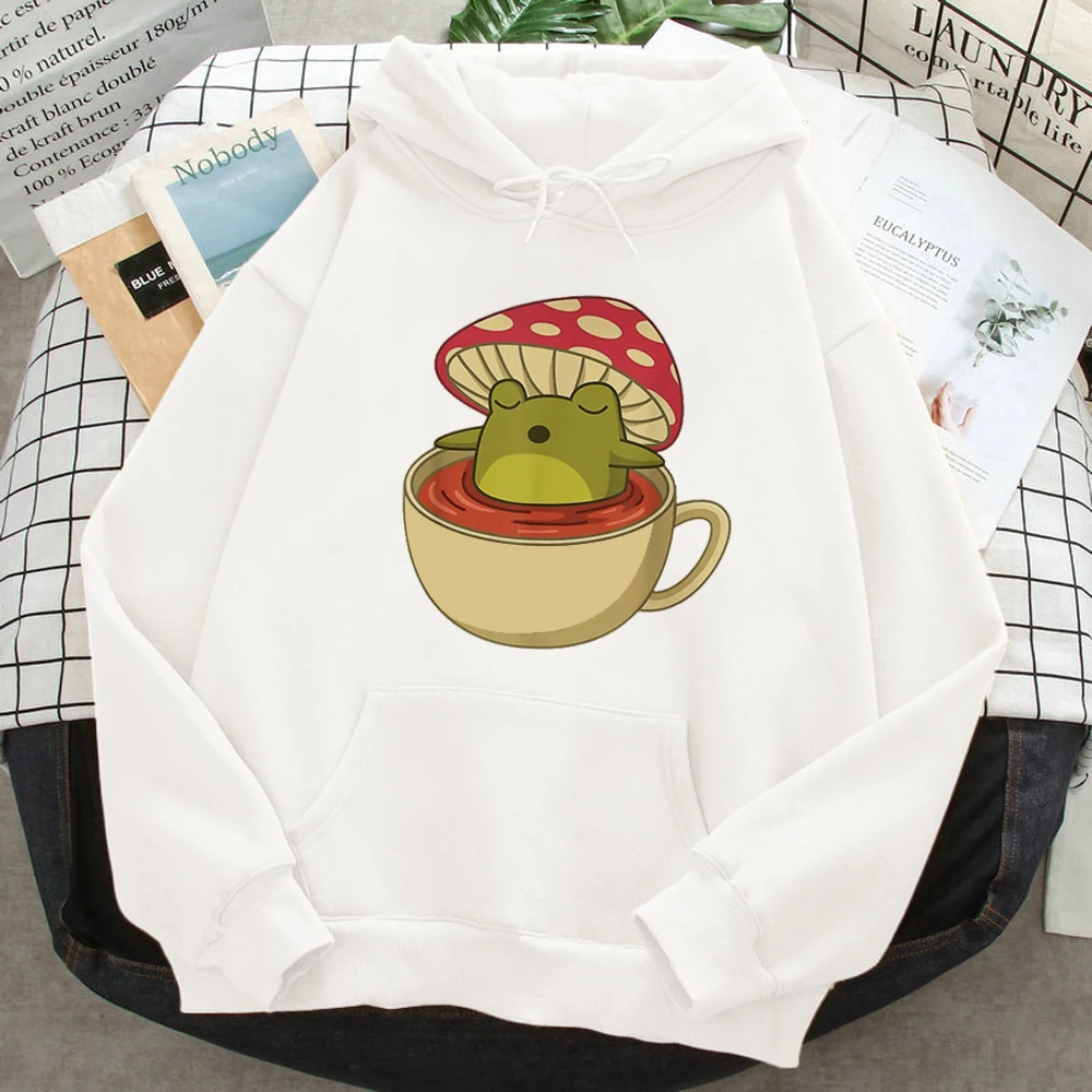 

Cute Frog Mushroom Hoodies Women Funny Harajuku Autumn Winter Clothes Women Loose Fleece Y2K Graphic Sweatshirts Woman Clothing