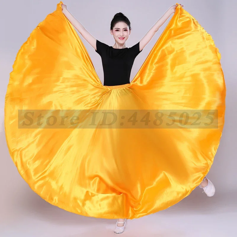 Women\'s Satin Long Skirt Ballet Belly Dancewear Elasticized Waistban Ballroom Latin Tango Dance Dress Gypsy Dancer Practice Wear