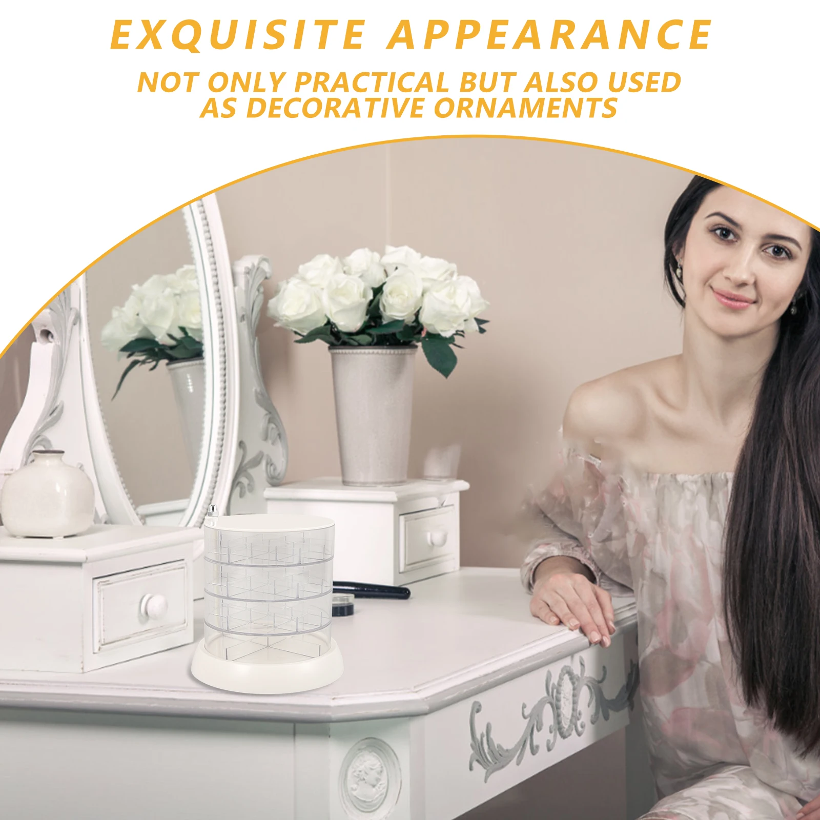 

Rotating Jewelry Box Multi-Layer Rotatable Design Desktop Organizer Stand For Earrings Necklaces Bracelets Storage Display