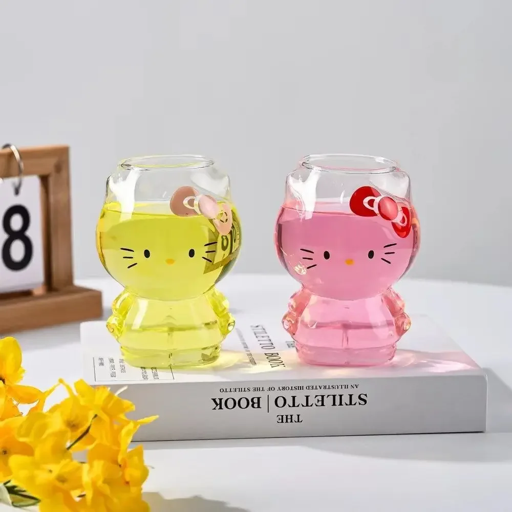 Sanrio Cartoon Cute Single Layer High Borosilicate Glass Cup Katie Breakfast Cup High Temperature Resistant Water Cup