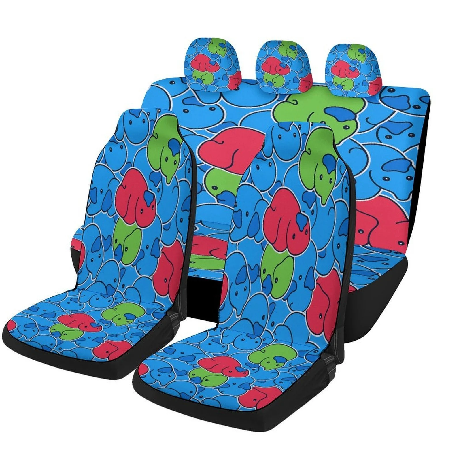 Car Seat Cover Set Featuring An Elephant Design, Suitable For Various Vehicles. Stylish And Durable, This Complete Set Includes