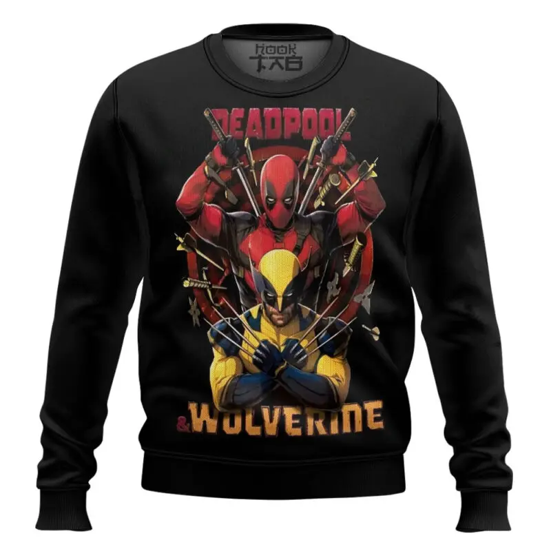 ديدبول ولفيرين مارفل الأبطال الخارقين القبيح عيد الميلاد سترة مانغا معرض هدية الكريسماس حفلة 2026 مجموعة جديدة