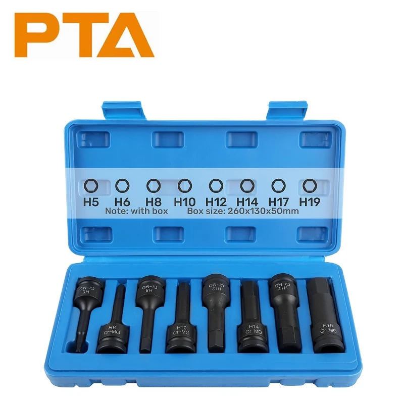 1/2inch Pneumatic Wrench Hexagonal Drive Bits Kit H5-H19 Drive Impact Wrench Socket Hex Ratchet Socket Driver Removal Tool Kit