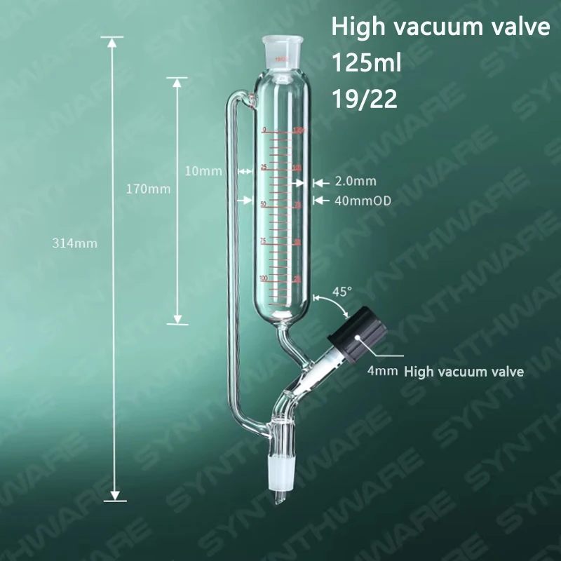 Fine Adjustable Graduated Constant Pressure Dropping Funnel with High Vacuum Valve 125/250/1000ml Laboratory Chemical Funnel