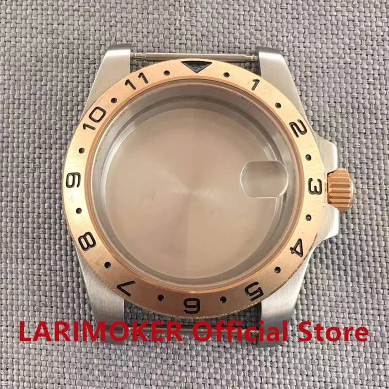 

LARIMOKER 40 MM Rose Gold Watchcase Sapphire Mirror for DG2813 3804 NH35 NH39 ETA2824 2836 PT5000 ST2130 miyota82 Series Movemen