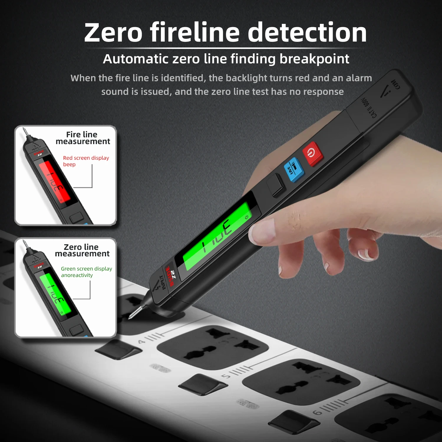 Z2 Digital AC Voltage Detector Tester Indicator Electric Pen DC AC Breakpoint 0~300V Non-Contact Live Wire Test with Flashlight