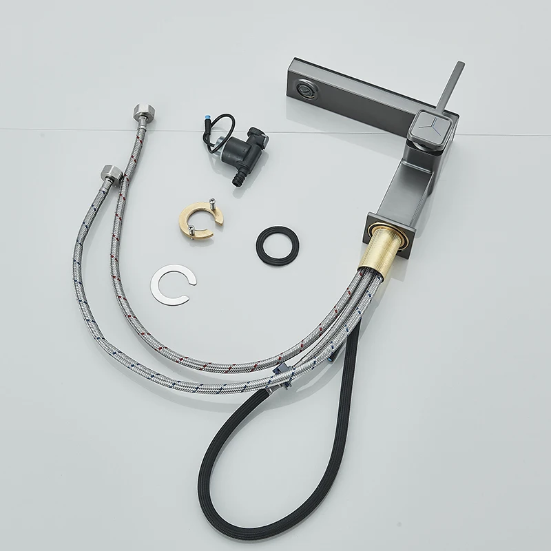 Gun Grey Digital Display Basin Faucet Black Bathroom Temperature Display Sink Tap Hot&Cold Water Mixer Sense of technology Crane