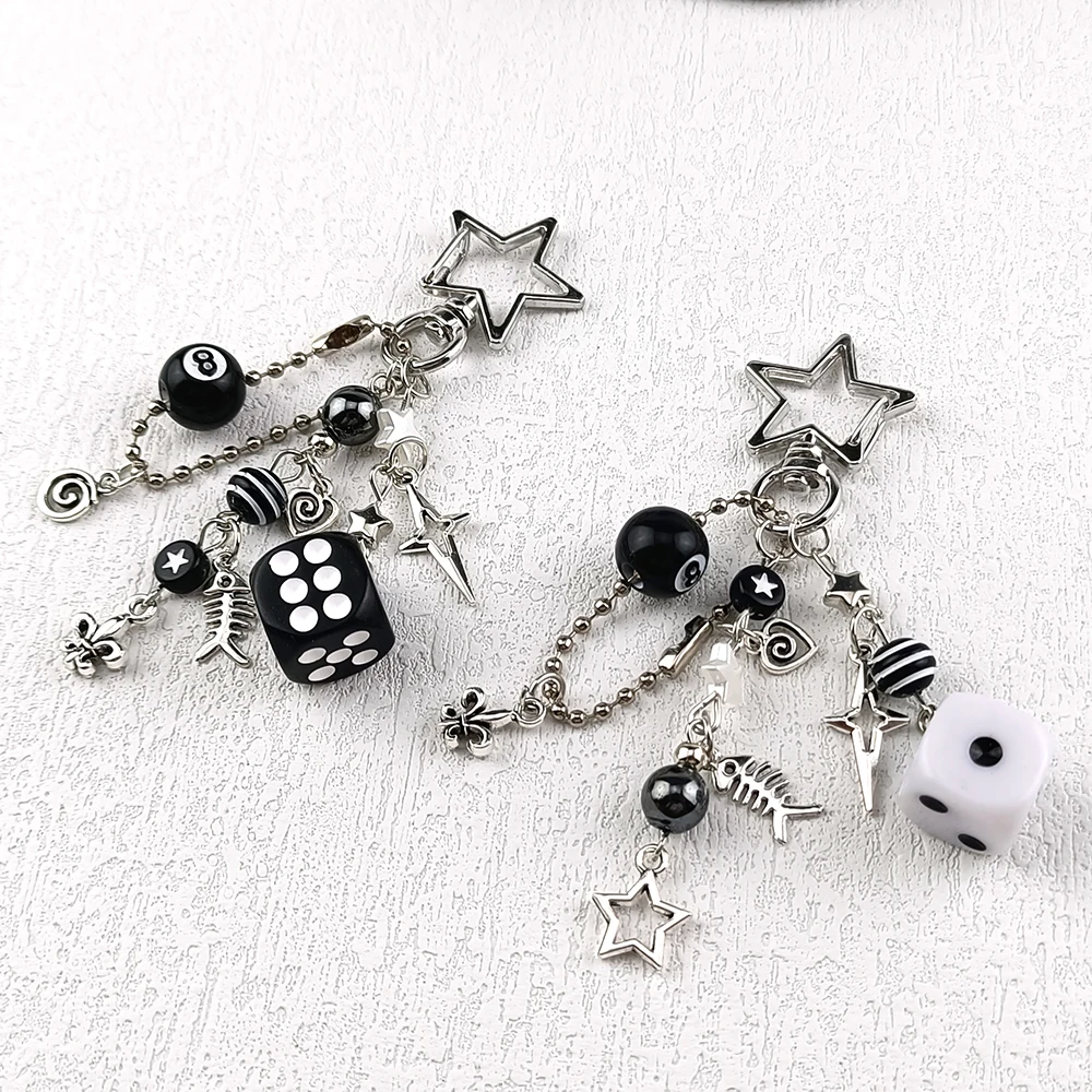 Gothic Dice Keychain for Edgy Fashion Lovers