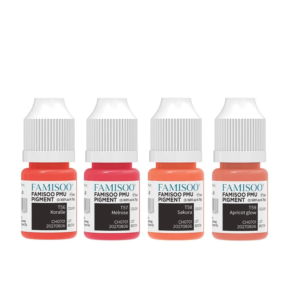 FAMISOO 4PCS Lip Tattoo Inks 5ml Permanent Makeup Pigment Vegan Lips Microblading Pigment Body Art Ink For Semi Permanent Makeup view 6