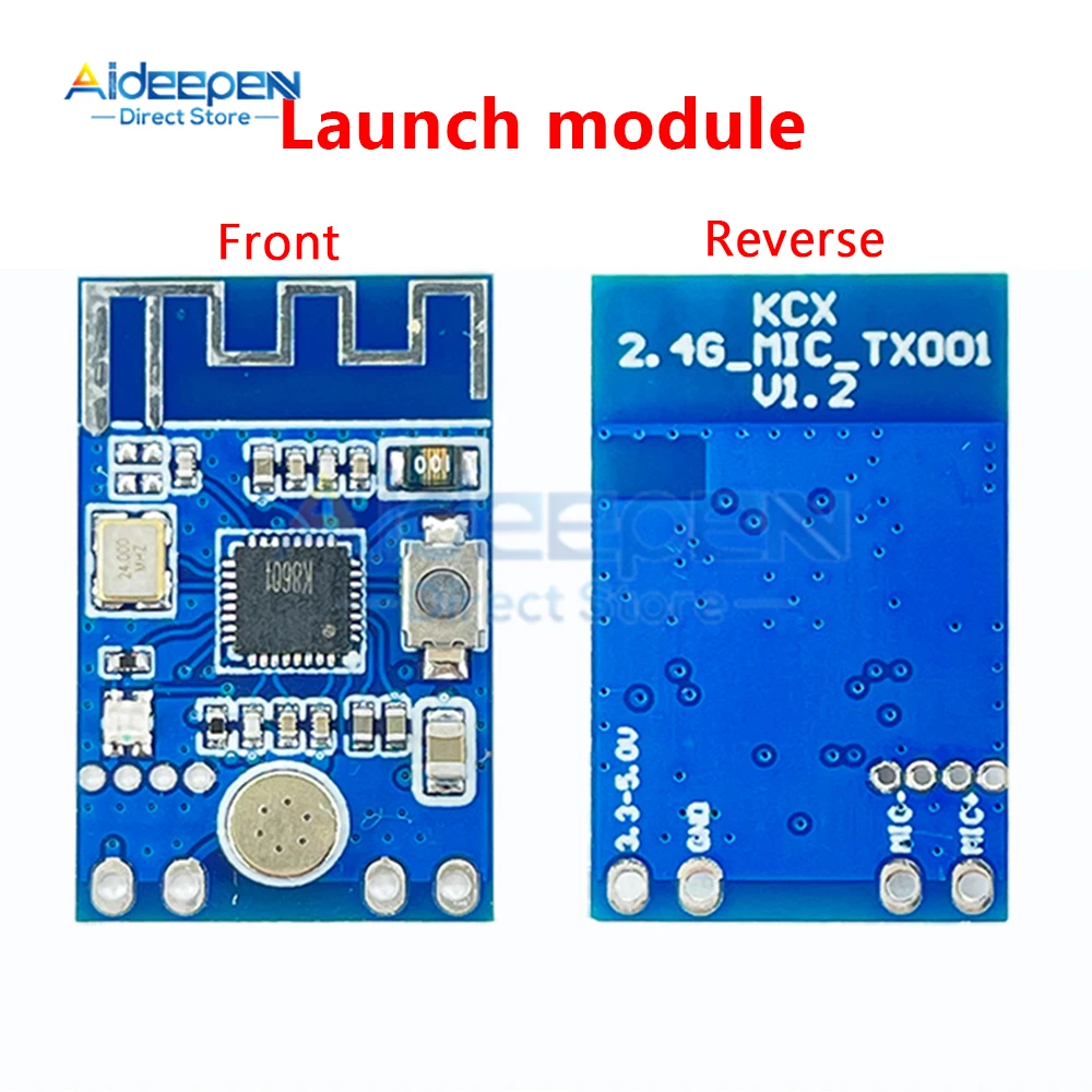 1 pasang 2.4G mikrofon nirkabel Audio sinyal menerima modul pemancar 3.3-5V antena Onboard PCB