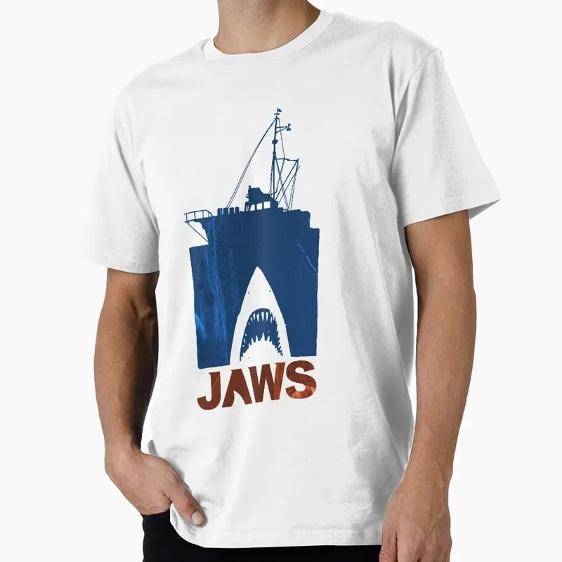 J the Fish Jaws Horror Movie Unisex T Shirt Retro Amity Island Great White Shark Graphic Tops Short Sleeve Streetwear Tees