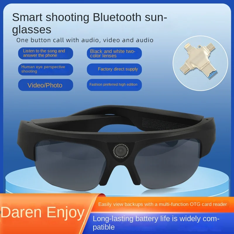 Беспроводные Bluetooth-наушные умные спортивные очки, многофункциональные солнцезащитные очки с камерой 256 ГБ для записи