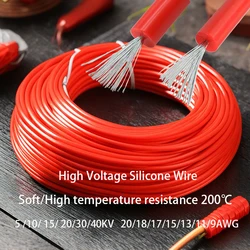 DC High Voltage Silicone Electric Wire 5/10/15/20/25/30/40KV 20/18/17/15/13/11/9AWG 0.5mm2 0.75mm2 6mm2 Spark Plug Cable 200℃