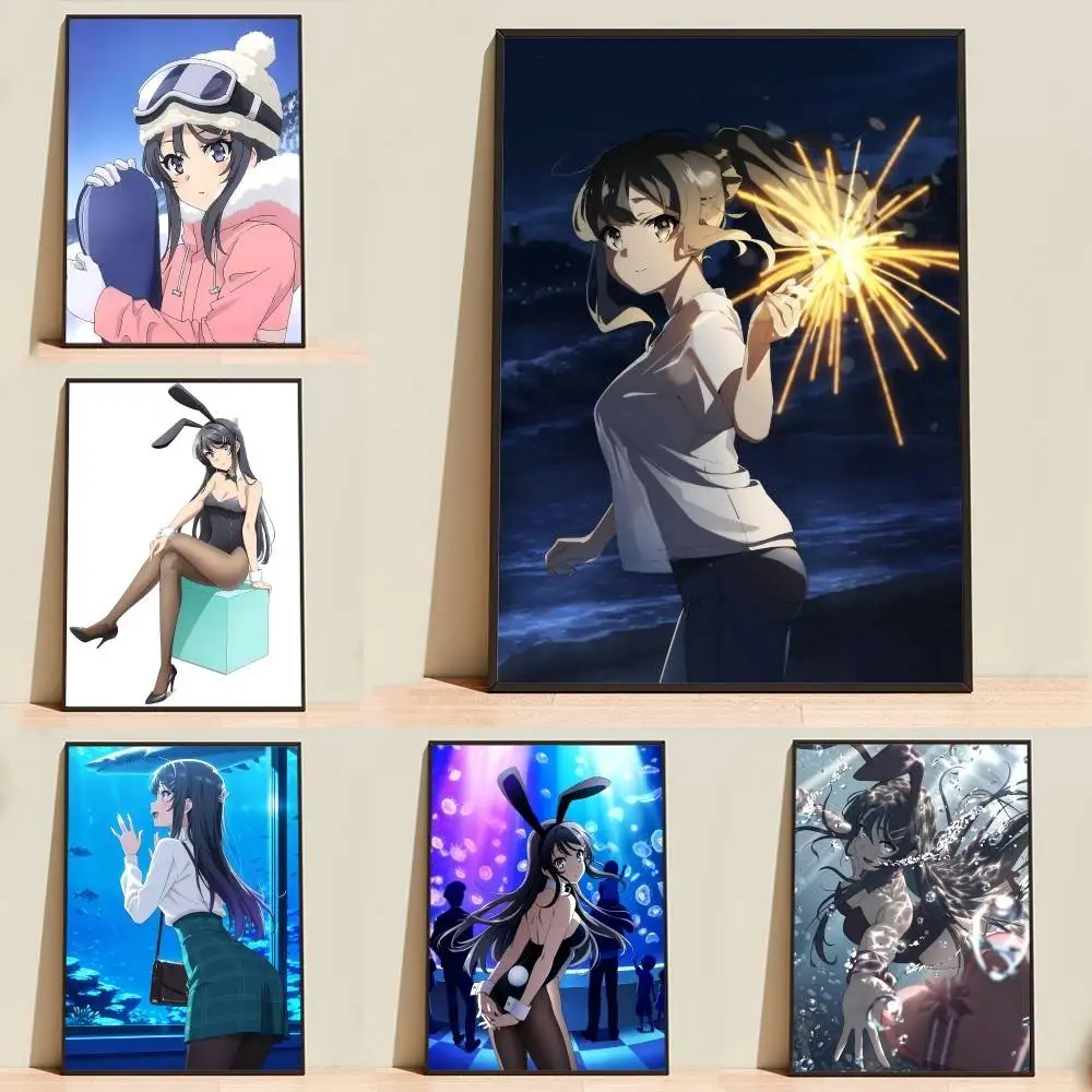 Bunny Girl Senpai M-Mai S-Sakurajima Poster High Quality Dorm Living Room Aesthetic Wall Decoration Painting Stickers Gift