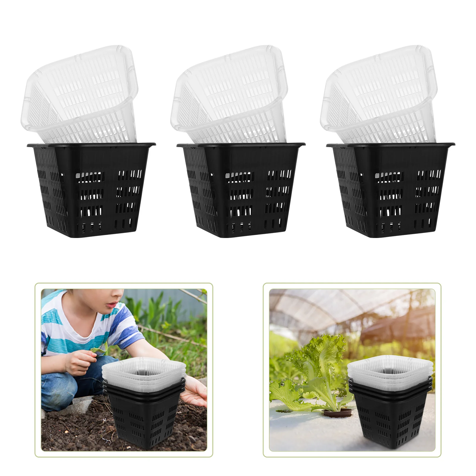 

6 Pcs Planting Basket Simple Flowerpot Gardening Plants Transplanting Indoor Pots Square Container Nursery Flowerpots Plastic