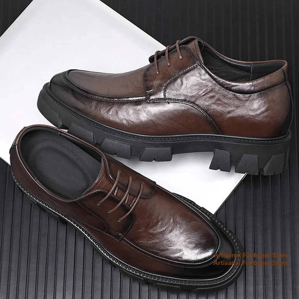 

10Cm Thick Soles Business Formal Leather Shoes Men's Leather Shoes Height-Increasing Wedding Casual Shoes Men's Leather Shoes
