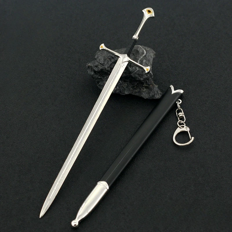 22CM Glamdring Aragorn Narthil Sword Elves Anduril Middle-earth Weapon Metal Model Sword Keychain Ornaments Gifts Safe Boy Toys