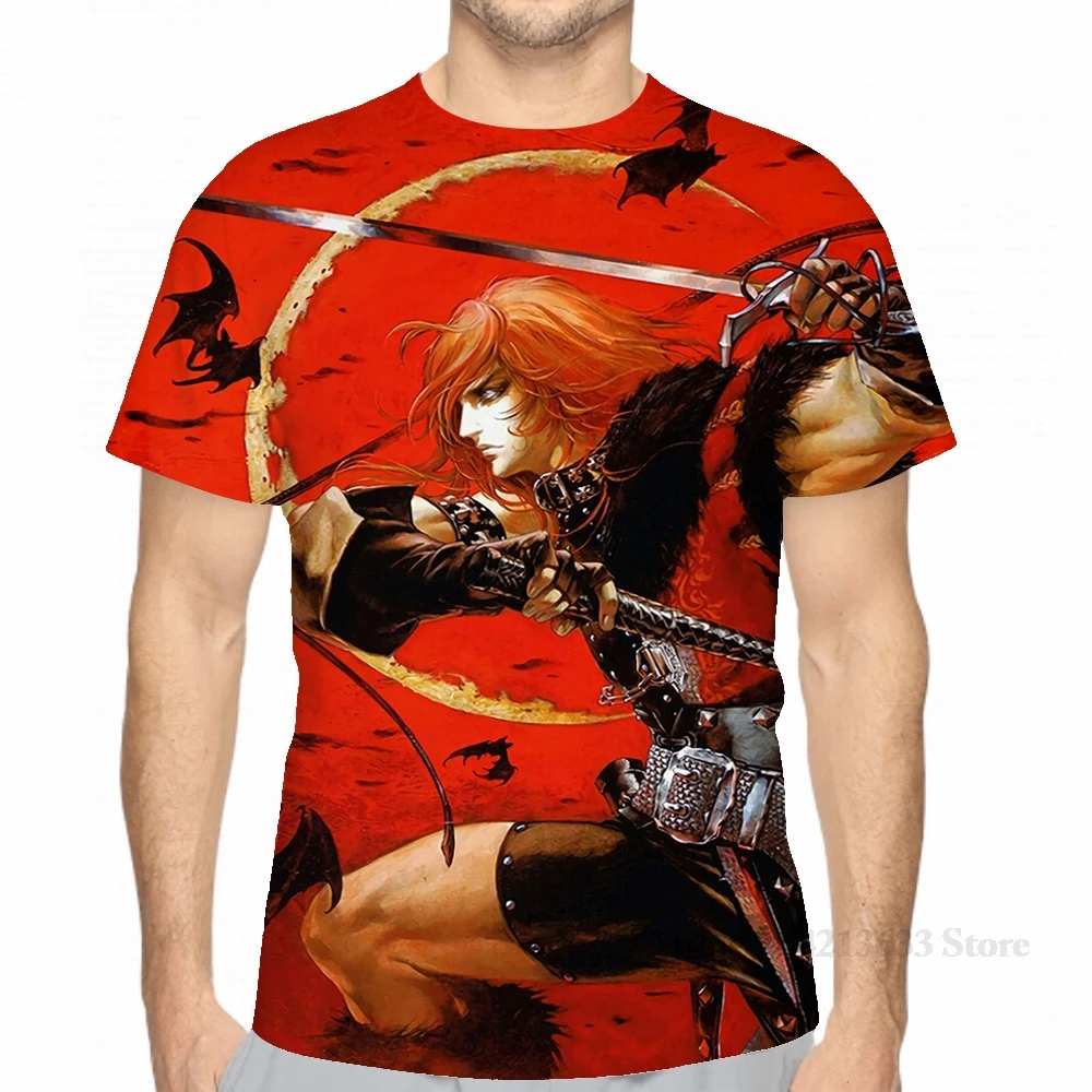 في جميع أنحاء طباعة أيامي كوجيما سيمون بلمونت (كاستليفانيا) الرجال تي شيرت المرأة فتاة الموضة تي شيرت الصبي بلايز تيز