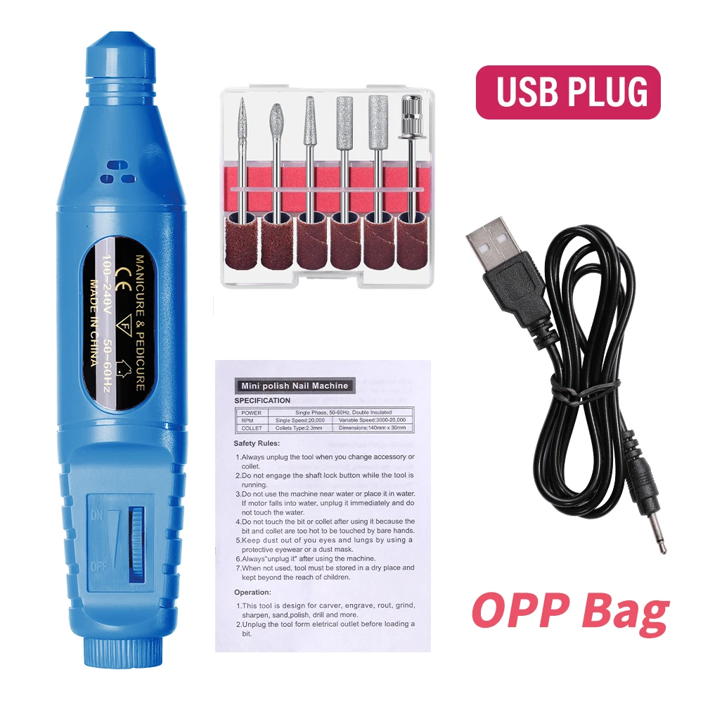 LINMANDA 6-in-1 elektrische nagelborenset Verwijder polijstmachine Manicure Draagbare nagelvijl Nagelboorapparatuur Pen Gereedschap Machine