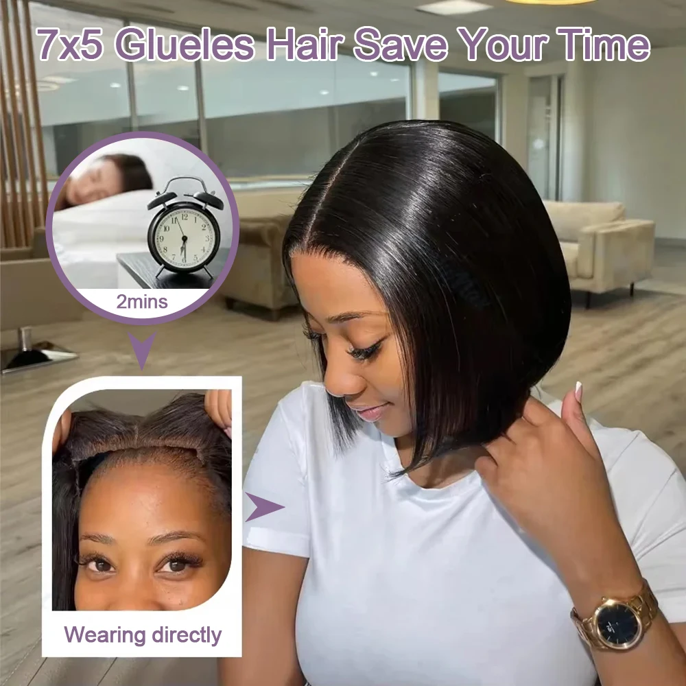 100% شعر الإنسان غلويليس بوب الباروكات 13x6 Hd الدانتيل شعر مستعار أمامي أمامي الفيتنامية متعددة فراق مضفر ارتداء والذهاب قبل قطعها قصيرة