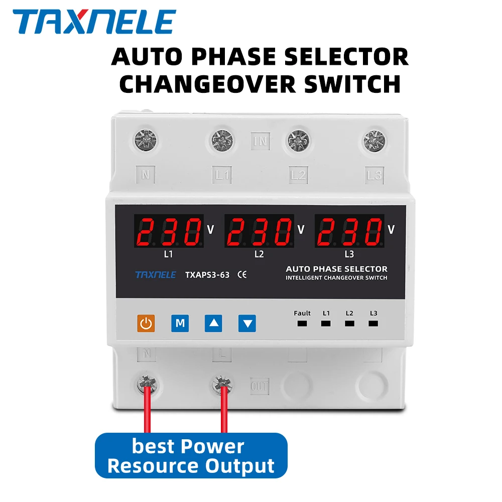 Three phase Selector Voltmeter with adjustable Over and Under Voltage protection Relays Protector Auto Changeover Switch 3P+N