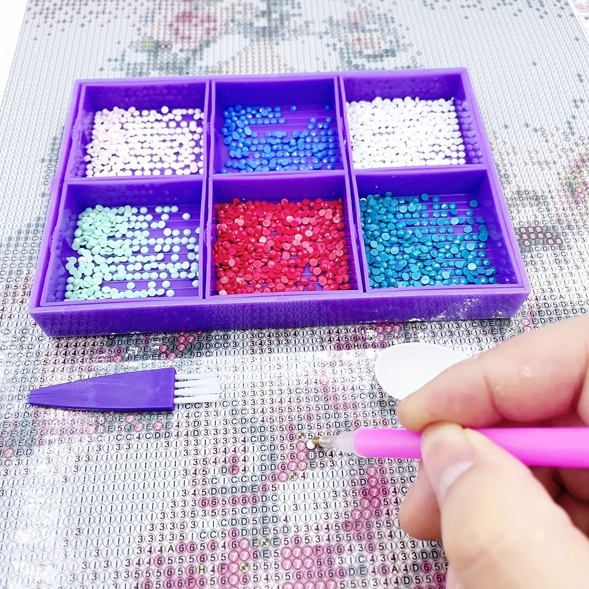 1 Stück Gelbes Diamant-Malerei-Tablett-Set, große Kapazität, Bohrplatten, Diamant-Mosaik-Werkzeug, Stift, Nagelkunst, Perlenplatten, Kreuzstich-Zubehör