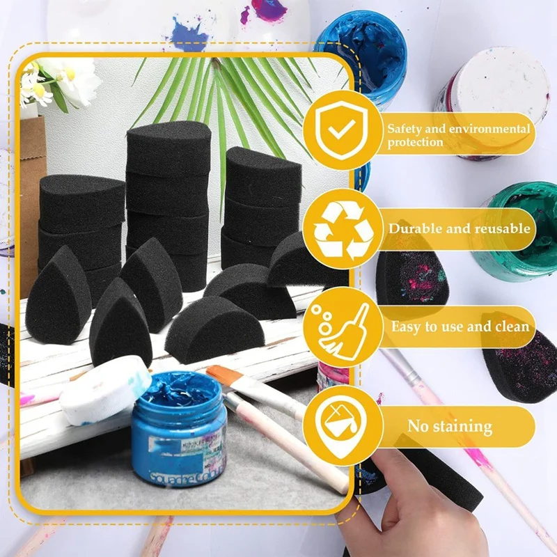 ABPP-24 Uds esponja para pintura facial pétalo ovalado y semicircular esponjas para pintura facial suministros de pintura facial de alta densidad
