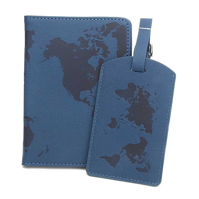 World Map RFID Passport Holder Luggage Tag Set Passport Cover Label Multi-function Travel Card Holder Travel Accessories