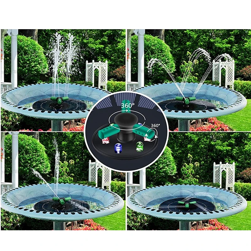9V/4/6W W fontanna solarna 360 obracanie dyszy kolorowe światła RGB pływające fontanna-wodospad oczko wodne dekoracja zewnętrzna