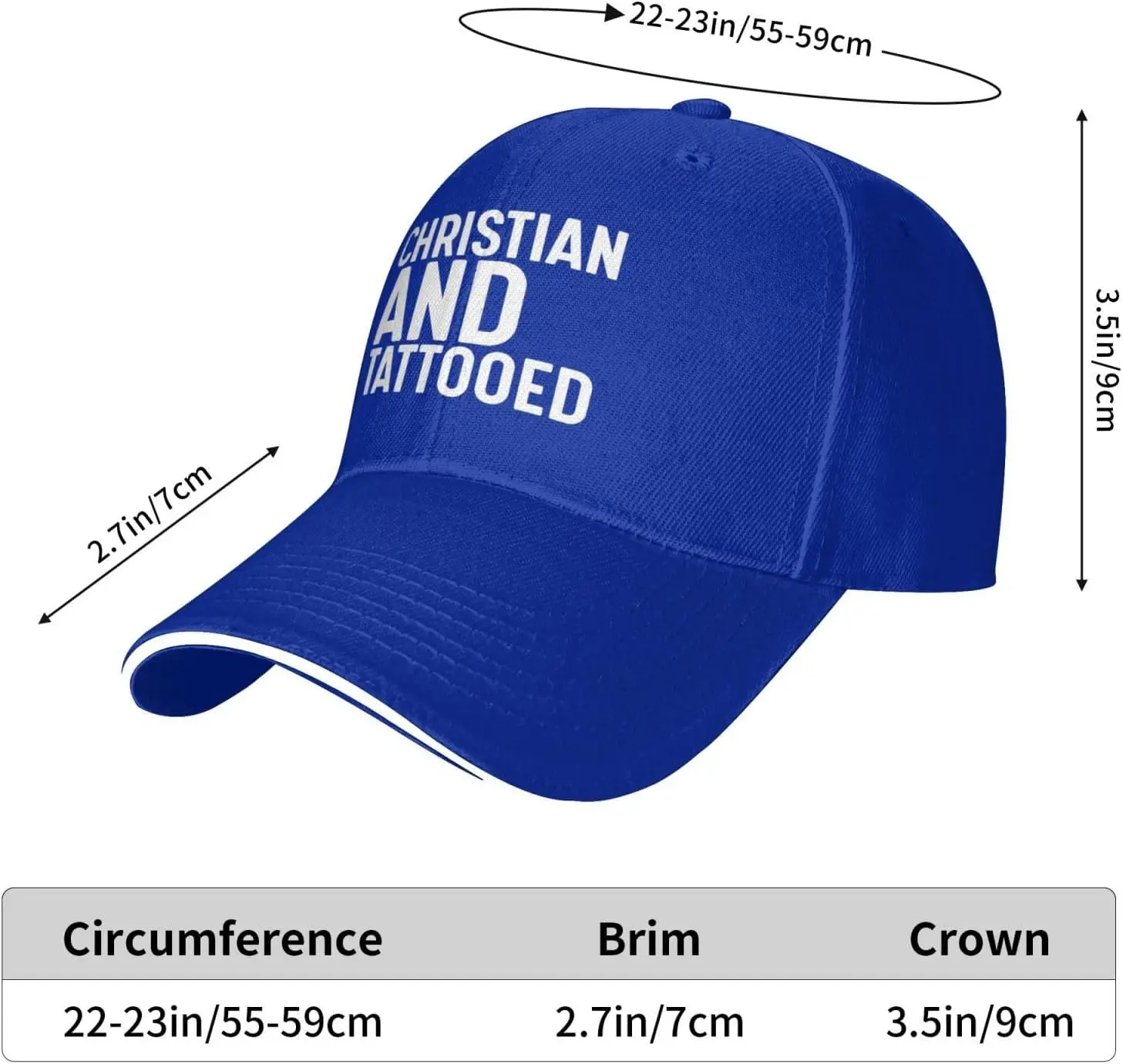 Christian And Tattooed Baseball Cap Polyester Adult Unisex Adjustable Casual Sun Protection Hat