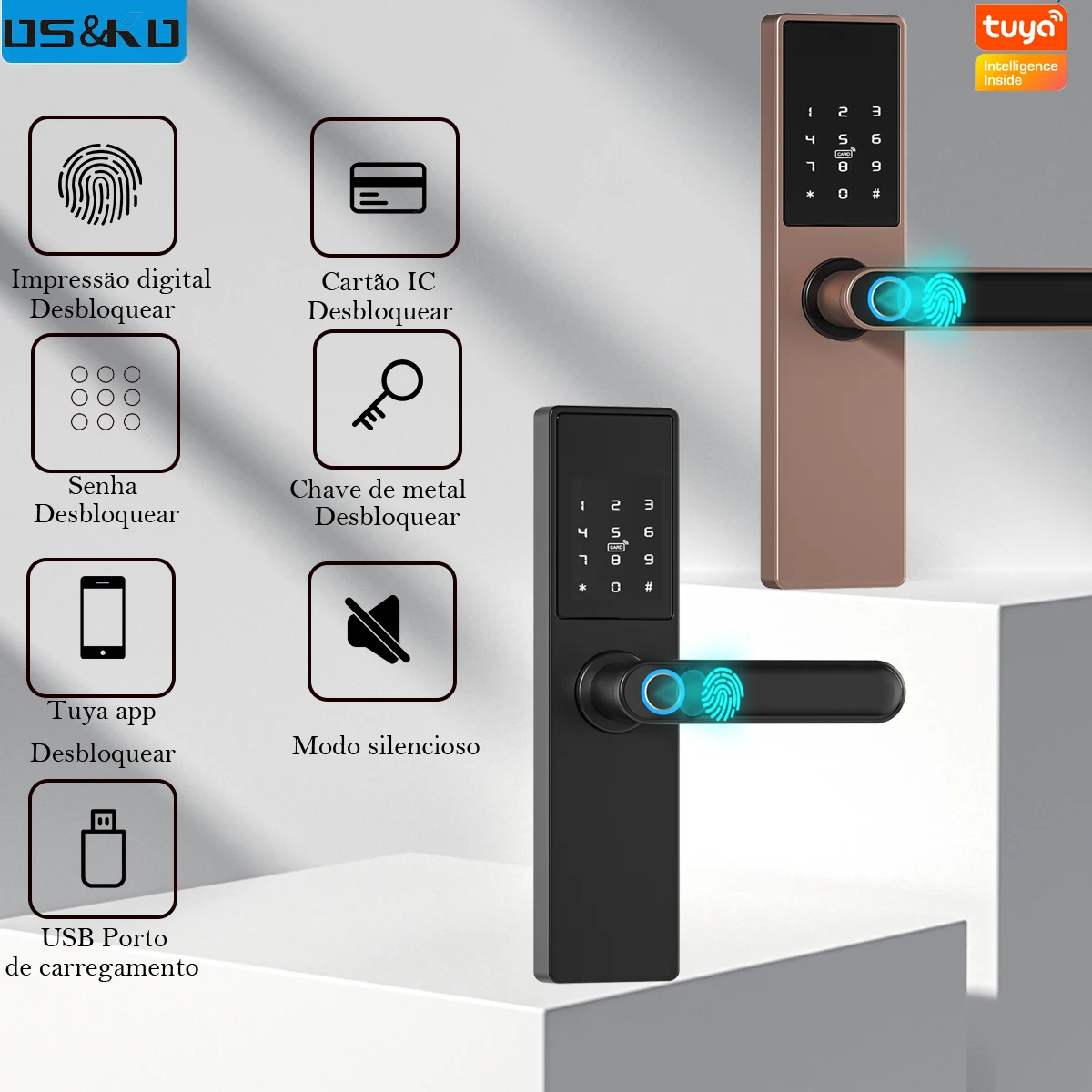 Smart Door Lock Biometric Fingerprint Electronic Door Lock Digital Black Smart Lock Tuya App Unlocking Keyless Lock