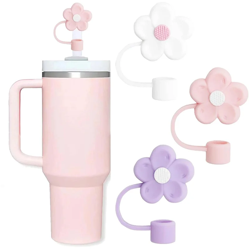 Flower Silicone Straw Covers For Water Glass Bottle Flower Shape Drinking Dust Cap Straw Tips Cover Cup Accessories For 8mm New