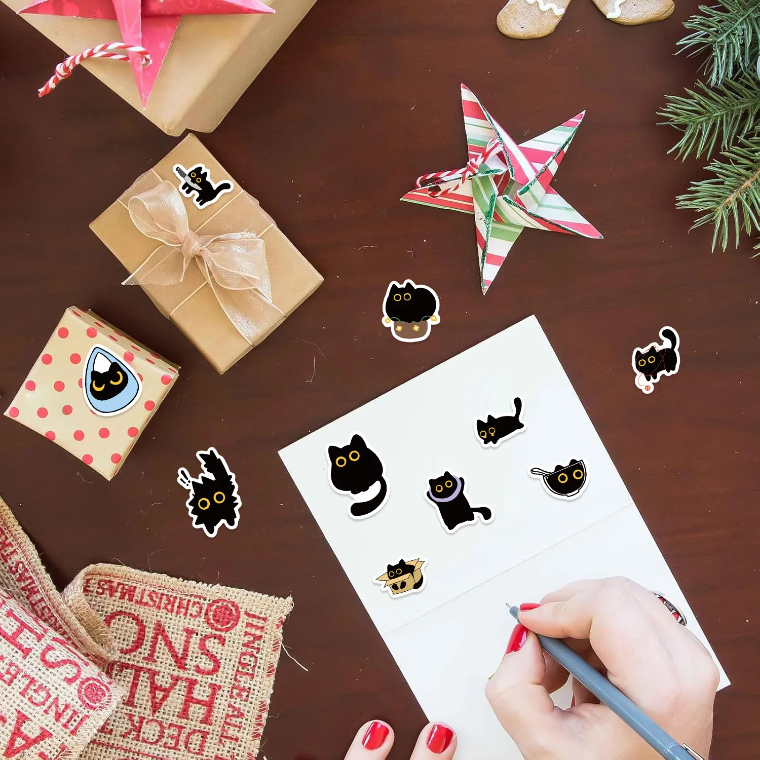 2025 블랙 캣 스티커 컬렉션 100-500개 휴대폰 케이스 기타 노트북 스크랩북 할로윈... - 4