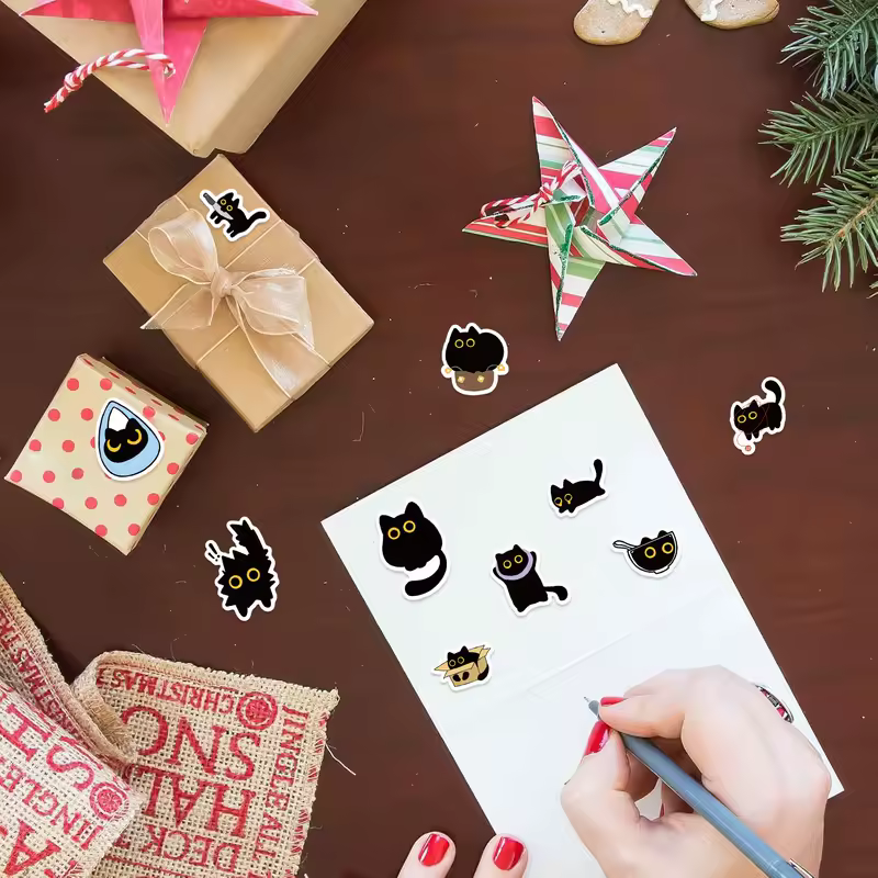 2026 Black Cat Sticker Collection 100-500pcs for Phone Case Guitar Notebook Scrapbook Halloween Decorative Stationery Supplies - Image 5