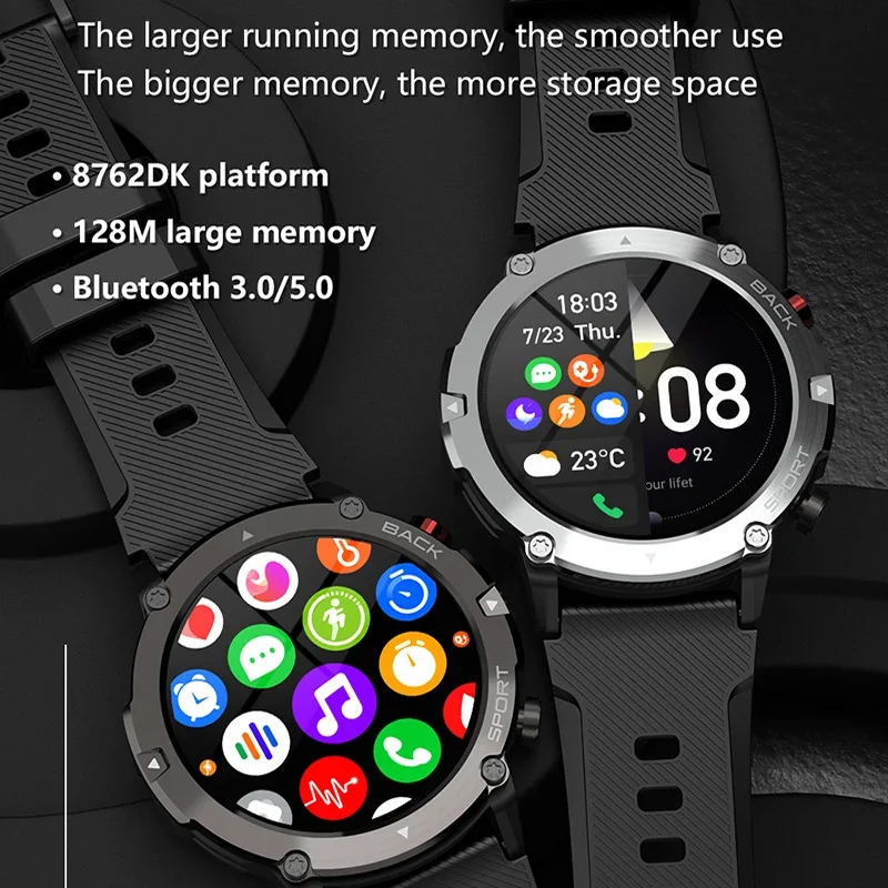 Military C21 Smart Watch Men Bluetooth Call Fitness Tracker 5ATM Waterproof Sport Wrist Smartwatch for iPhone Android Phone 2024