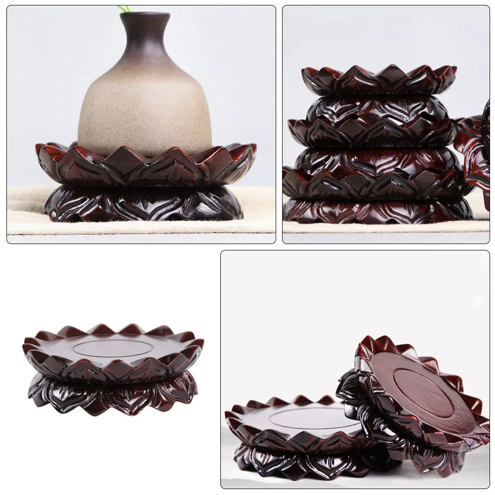 

Деревянная подставка в форме лотоса, прочная прочная основа для вазы, статуя бонсай, курильница, горшок для растений, подставка для рукоделия