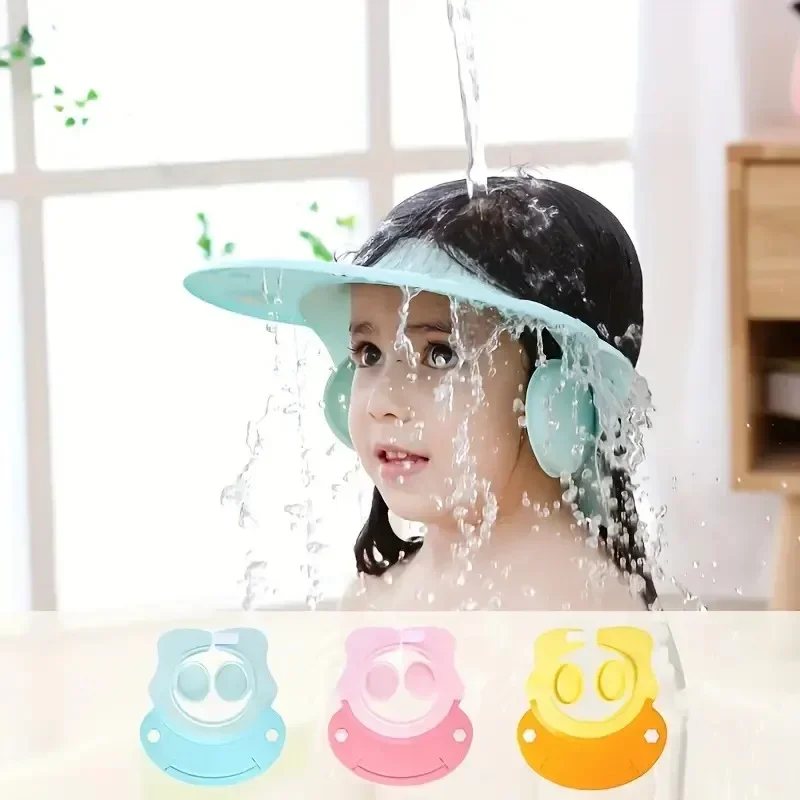 Baby Shower Soft Cap Adjustable Hair Wash Hat for Kids Ear Protection Safe Children Shampoo Bathing Shower Protect Head Cover