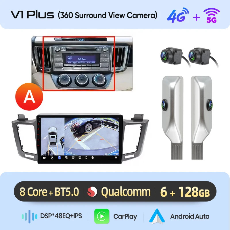 Junsun Draadloze Carplay Android Auto Autoradio Voor Toyota Rav4 Rav 4 2012 2013 - 2018 Gps Multimedia 2 Din