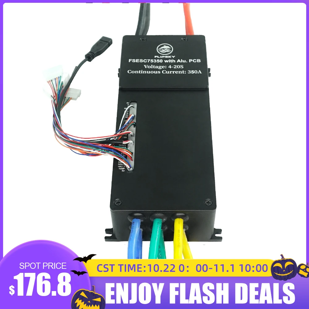 

Flipsky FSESC 75350 84V High Current 350A ESC Base On Vesc With Aluminum Case Water Cooling Enclosure For E-Foil Fighting Robot